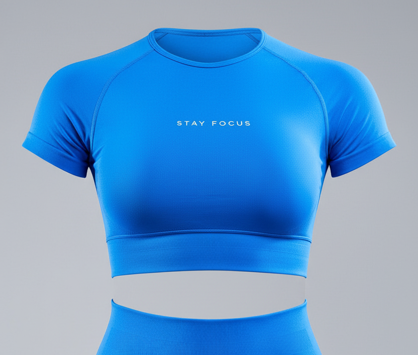 STAY FOCUS™ — SHORT SLEEVE CROP TOP