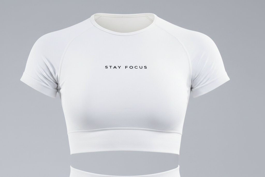 STAY FOCUS™ — SHORT SLEEVE CROP TOP