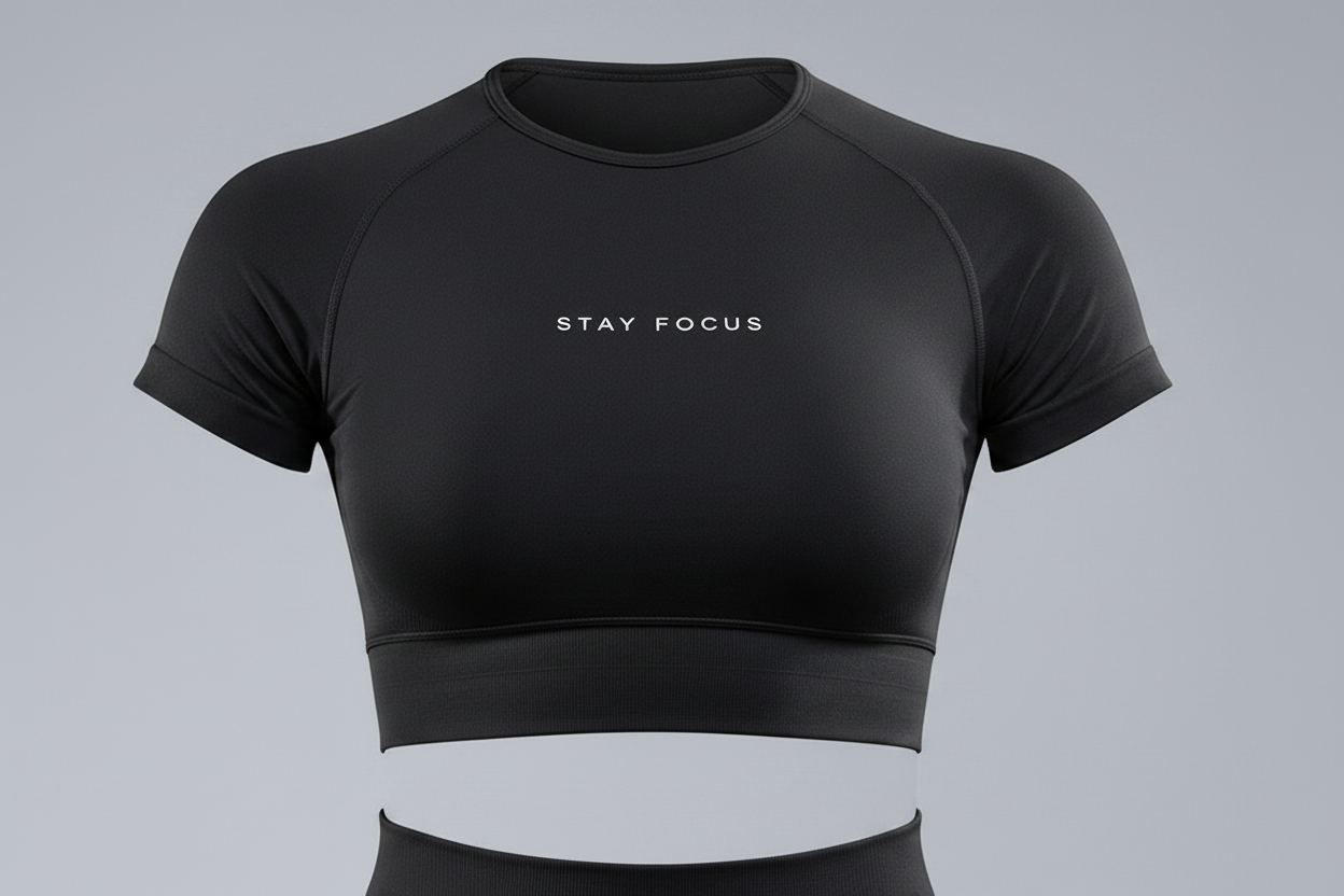 STAY FOCUS™ — SHORT SLEEVE CROP TOP